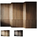 Modern Wooden Perforated Background Wall For Stylish Interior Decor Design 3d model