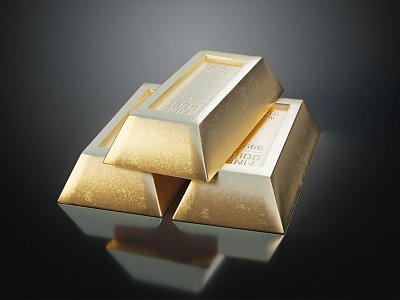 modern gold brick 3d model