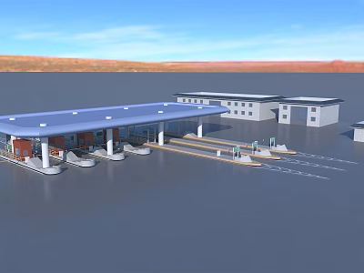 Modern Toll Station Expressway 3d model Modern Toll Station Expressway 3d model