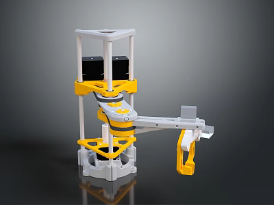 Smart Machine With Robotic Arm Yellow Gray Frame And Support Structure Design 3d model