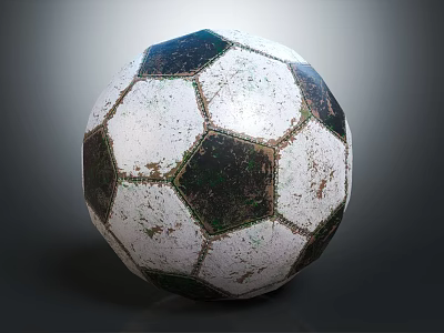 Worn Vintage Football Sports Equipment With Black And White Textured Surface 3d model