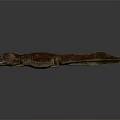 Realistic 3D Model Of Red Brown Salamander Like Creature With Sharp Teeth And Prominent Eyes