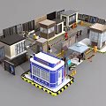 Various Security And Traffic Facilities 3D Models Including Kiosks Barriers And Signage
