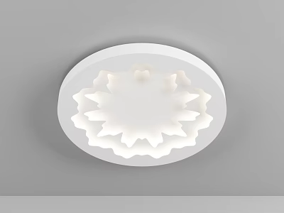 White Round Flush Mount Ceiling Light With Modern Floral Pattern Design For Home Interior 3d model