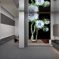 Elegant Modern Floral Screen With Blue White Flowers And Black Background Design