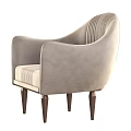 Elegant Beige Accent Chair With Vertical Tufted Pattern Curved Backrest And Brown Metal Legs