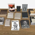 Books Magazines Stacked Collection With Various Covers And Different Themes On Wooden Floor