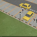 Yellow Lancia Cars Parked In Parking Lot With People Walking Nearby