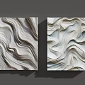 Modern Abstract Wall Decor With Wavy Textured Patterns And Gray White Blue Tones