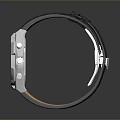 Elegant Modern Watch With Black Dial Silver Case And Black Leather Strap