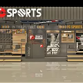 Trendy Youth Sports Storefront With FC Sports Logos And Display Racks