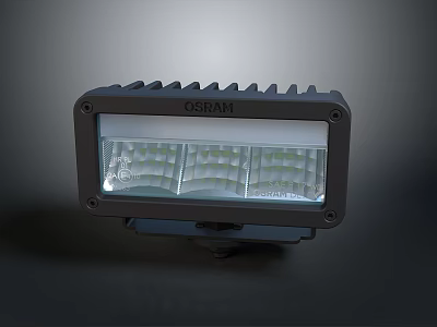 Modern LED Floodlight Fixture With Gray Housing Heat Sink Fins And Bright LED Bulbs 3d model