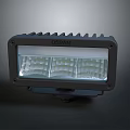Modern LED Floodlight Fixture With Gray Housing Heat Sink Fins And Bright LED Bulbs