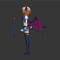 Anime Character With Orange Hair Horns Purple Wings Blue Outfit And Heart Shaped Magic Wand