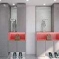 Gray Orange Modern Entryway Side Cabinet With Mirror Handbag And Shoes Storage