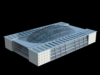 Modern Architectural Building Structure With Glass Dome Roof And Elongated Design 3d model