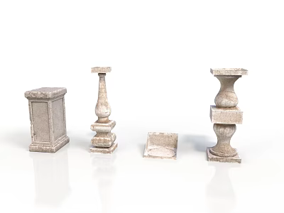 Various Carved Stone Decorative Pedestals And Pillar Bases For Decoration 3d model
