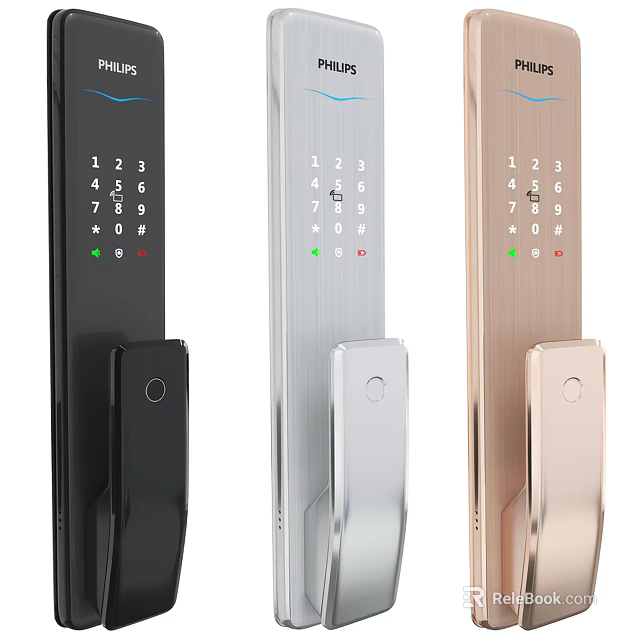 Smart Electronic Door Handle With Keypad Fingerprint Scanner And Multiple Colors Design 3d model 