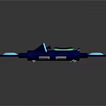 Futuristic Blue Spacecraft with Glowing Circular Components and Aerodynamic Wings for Deep Space Exploration Missions