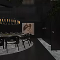 Elegant Private Box Interior With Chandelier Dining Table Chairs And Artwork 3d model