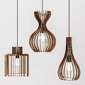 Modern Wooden Pendant Lights With Various Geometric Hollow Designs And Warm Illumination