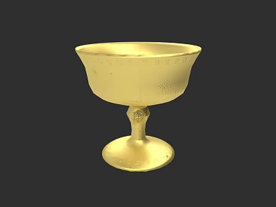 Elegant Golden Decorative Cup With Intricate Patterns And Sturdy Base 3d model