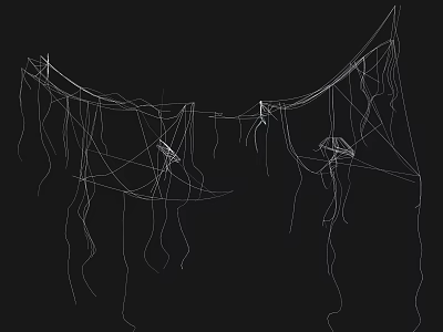 Artistic Hanging Wire Ornament Set Featuring Web Inspired Design For Interior Decor 3d model