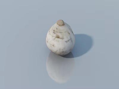 White Garlic Shaped Sculpture Carving With Textured Surface And Light Background Reflection 3d model