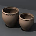 Two Brown Textured Ceramic Vessels for Decorative Still Life 3d model