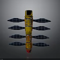 Yellow Rocket Model With Segmented Structure And Blue Solar Panels