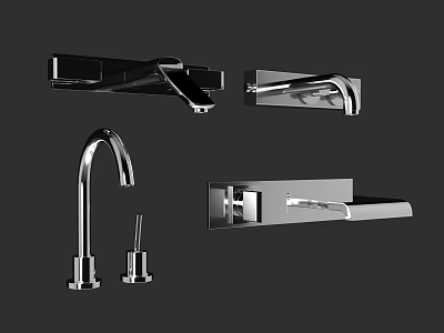 Modern Chrome Faucets In Various Stylish Designs For Kitchen Bathroom 3d model
