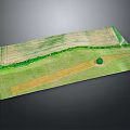 Aerial View Of Natural Landscape With Green Fields Meandering Path And Solitary Tree