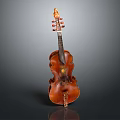 Vintage Wooden Violin And Art Supplies Set With Paintbrushes And Colorful Paints