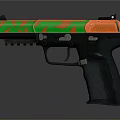 Stylish Orange Green Camouflage Pistol With Black Grip And Tactical Design