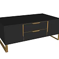 Modern Black TV Stand With Gold Accents Drawers And Metal Legs Design