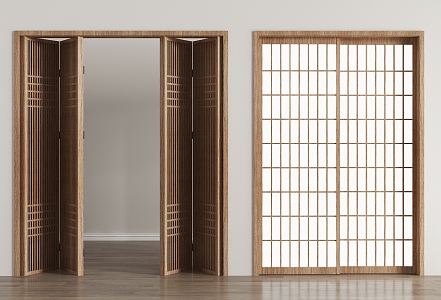 Japanese-style sliding door 3d model