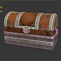 Vintage Red Treasure Chest With Metal Straps Rivets And Decorative Lock On Reflective Black Surface