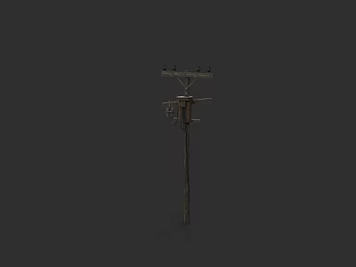 Electric Utility Pole With Cross Arm And Insulators On Dark Background 3d model