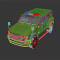Green Armored Police Vehicle With Rooftop Flashing Lights And Sturdy Design
