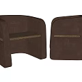 Modern Brown Leisure Chair With Curved Armrest Wooden Seat And Minimalist Design