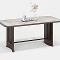 New Chinese Dining Table Solid Wood Dining Table Rock Plate Dining Table 3d model