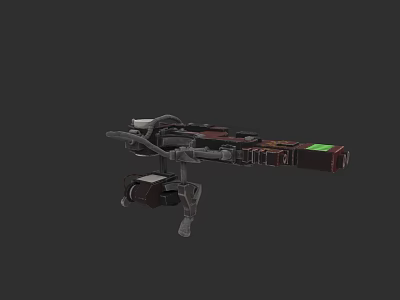 High Tech Futuristic Weapon With Mechanical Design And Green Display Element 3d model
