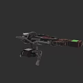 High Tech Futuristic Weapon With Mechanical Design And Green Display Element