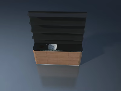 Modern Wooden Cabinet With Swing Doors Black Top Surface And Sleek Design Style 3d model