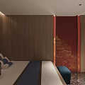 Elegant Store Front Desk With Large Blue Screen Apple iMac Wooden Walls And Red Tree