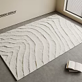 Soft Square Cream Rug With Wave Pattern On Gray Floor And Open Book 3d model