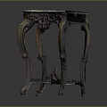 Vintage Wooden Table With Decorative Patterned Top And Ornate Carved Legs