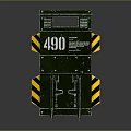 Green Industrial Box With Number 490 And Yellow Black Stripes