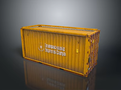 Yellow Metal Storage Container For Household Items With Company Logo 3d model