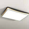 Modern Square And Round Ceiling Light Featuring Black Frame Yellow Trim And White Light 3d model